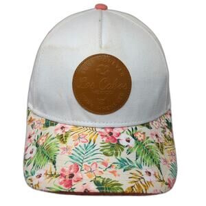 Banana Bay 5 Panel White Hat One Size Los Cabos Mexico Floral Leather Patch Surf